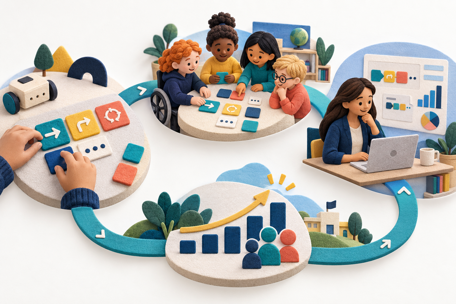 A connected teaching system linking physical coding, inclusive group learning, teacher planning and evidence-led improvement